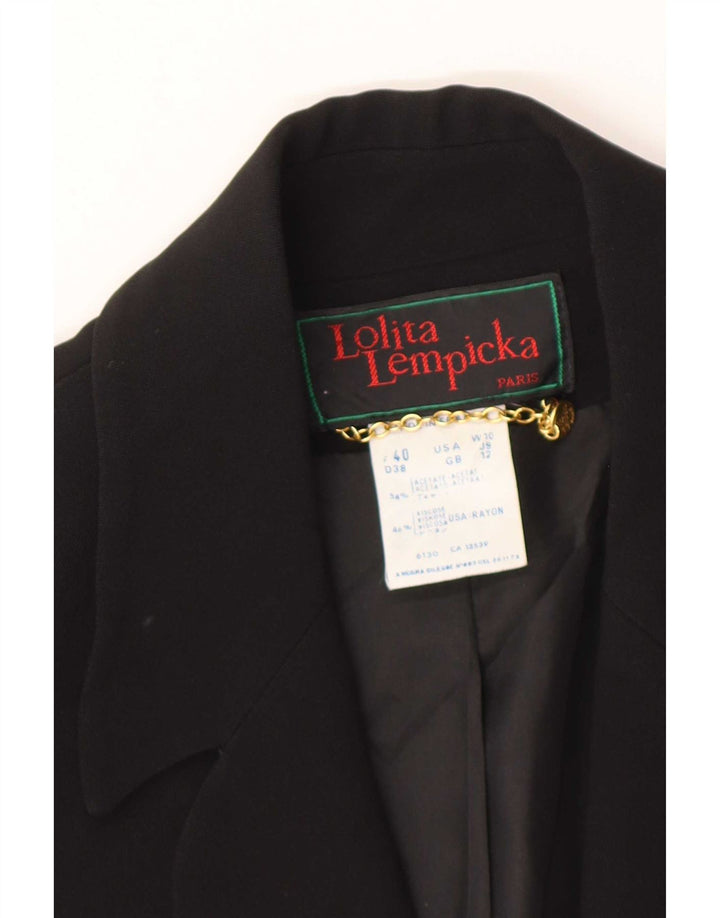 Lolita Lempicka Dame 1 Knap Blazer Jakke UK 12 Medium Sort Acetat