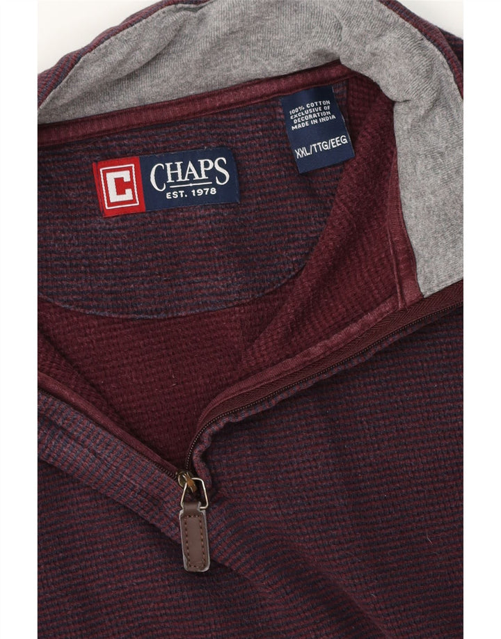 Chaps Herre Zip Neck Sweatshirt Jumper 2XL Bourgogne bomuld