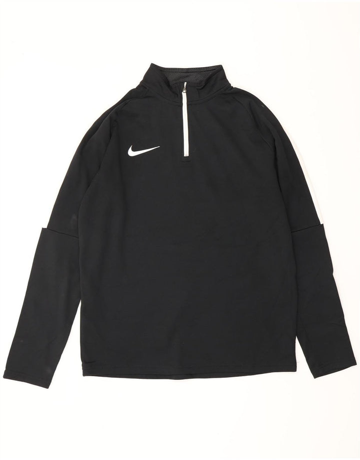NIKE Herre Dri Fit Pullover med lynlås-hals Træningsdragt Top Medium Sort Colourblock