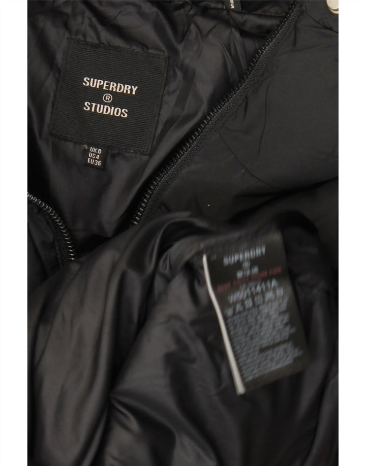 Superdry Womens Oversized Polstret Frakke UK 8 Small Black Polyester