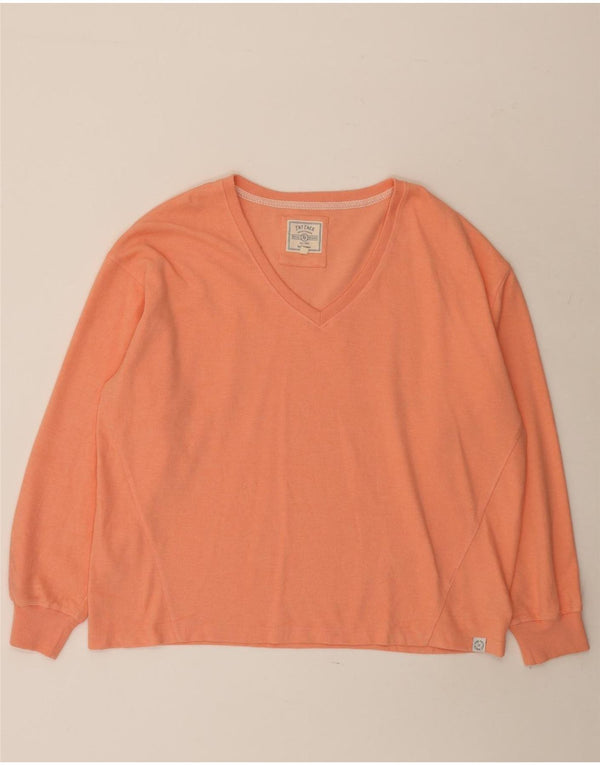 Fat Face Dame Oversized Top Langærmet UK 16 Stor Orange Bomuld