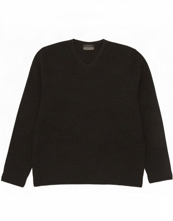 Zara Herre V-hals sweater XL Grå Akryl