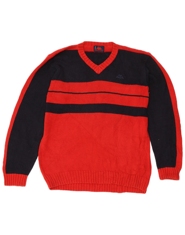 Kappa Herre V-hals sweater Medium Rød Colourblock Bomuld