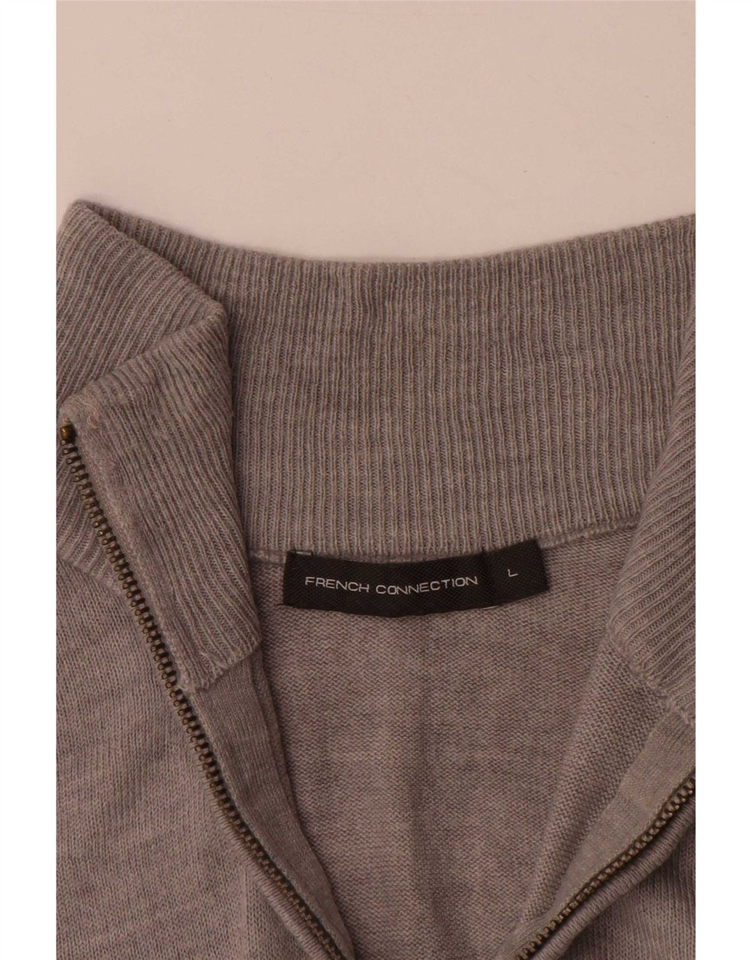 French Connection Herre Zip Neck Jumper Sweater Stor Grå Akryl
