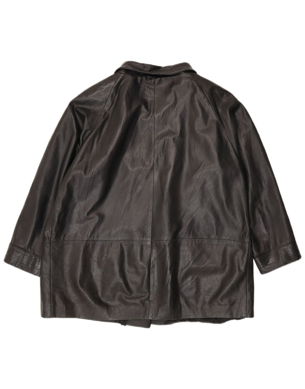 Vintage dame 5-knaps læder blazerjakke IT 52 2XL Sort