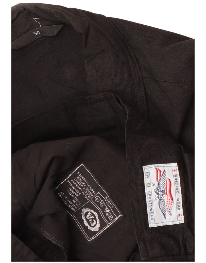 C & A Herre Military Bomber Jacket EU 54 2XL Sort Bomuld