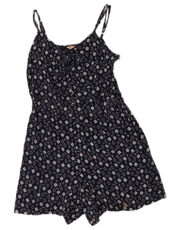 Superdry Dame Ærmeløs Playsuit UK 4 XS Navy Blue Geometric Viscose