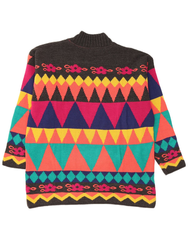 VINTAGE Womens Turtle Neck Jumper Sweater UK 18 XL Multicoloured Geometric