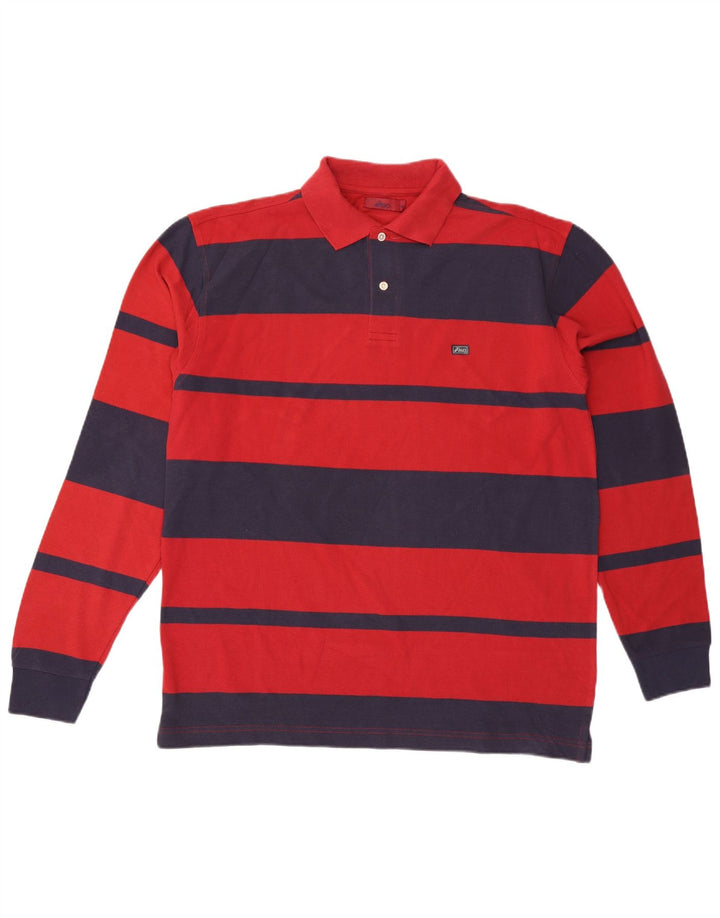 ASICS Langærmet poloshirt til mænd Stor rødstribet bomuld