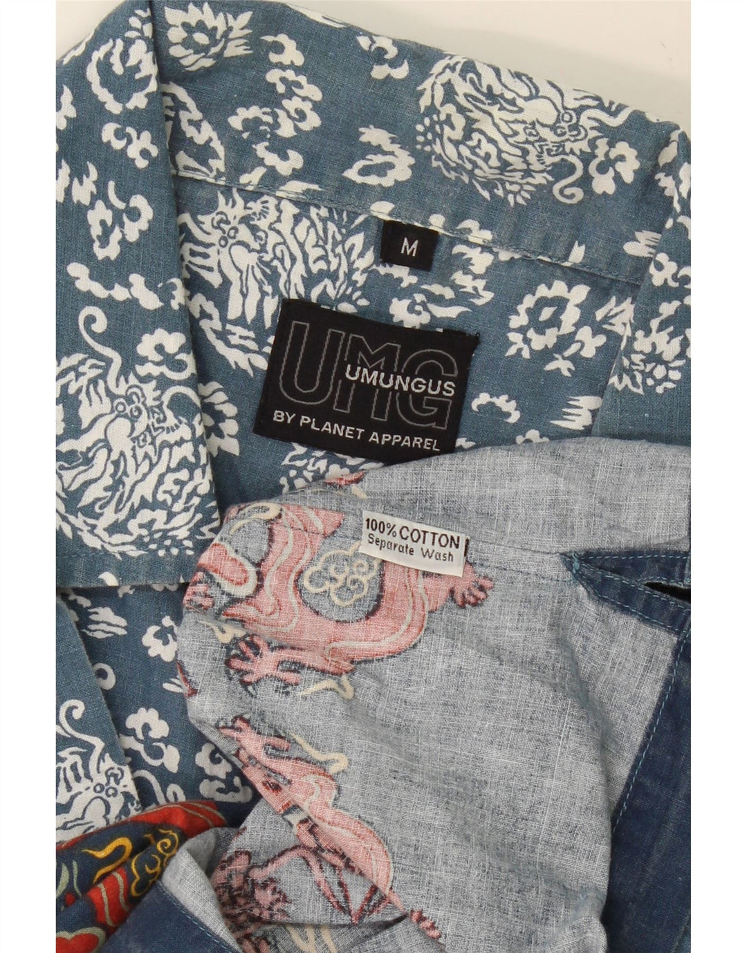 VINTAGE Mens Short Sleeve Shirt Medium Blue Floral Cotton Vintage Vintage and Second-Hand Vintage from Messina Hembry 