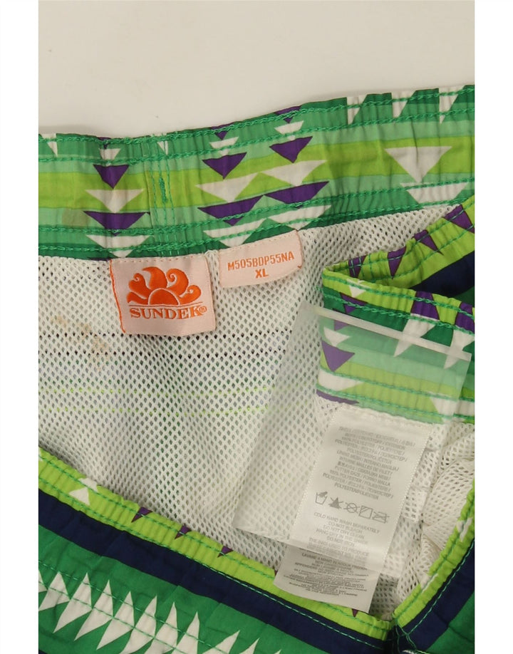 Sundek Herre badeshorts XL Grøn Geometrisk Polyester