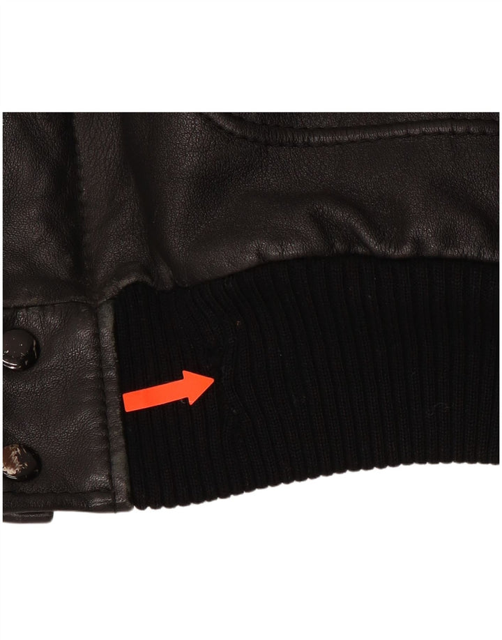 VINTAGE Military Læderjakke til mænd IT 54 2XL Sort Læder