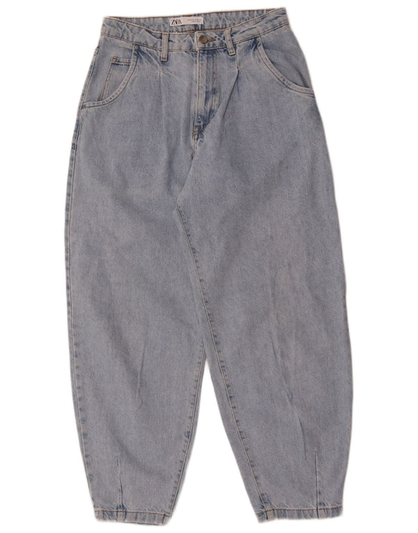 Zara Dameballon Højtaljede løse jeans EU 38 Small W28 L28 Blå Bomuld