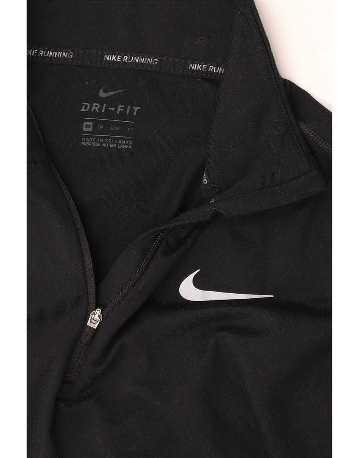 Nike Herre Dri Fit Zip Neck Top Langærmet XS Sort