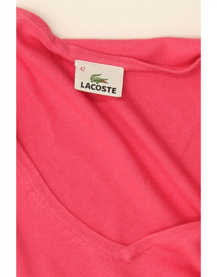 Lacoste Dame V-hals sweater Størrelse 42 Stor Pink Bomuld