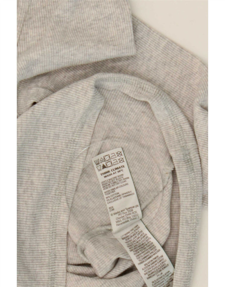 Marks & Spencer Dame Roll Neck Top Langærmet UK 8 Small Grey Bomuld