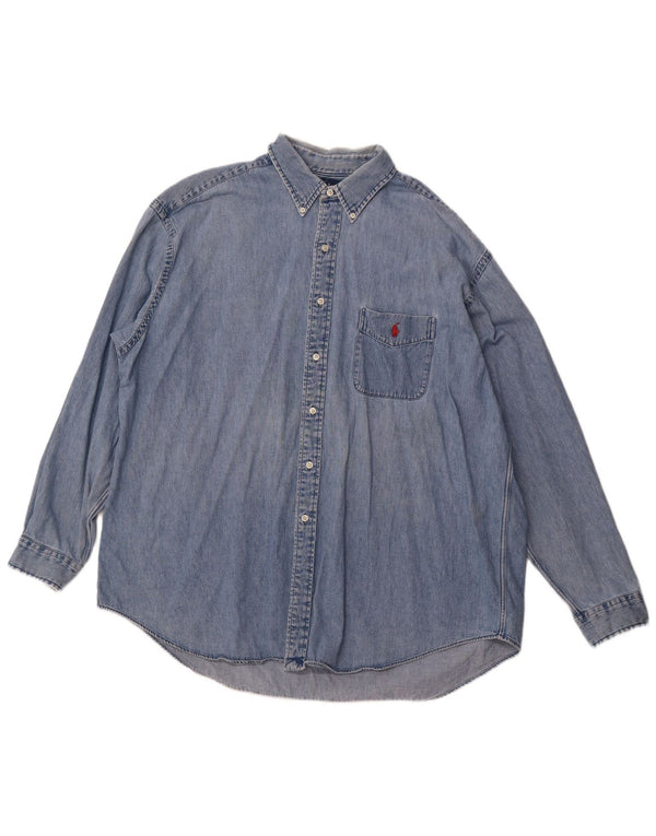 RALPH LAUREN Herre Big Size Denim Shirt 2XL Blå Bomuld