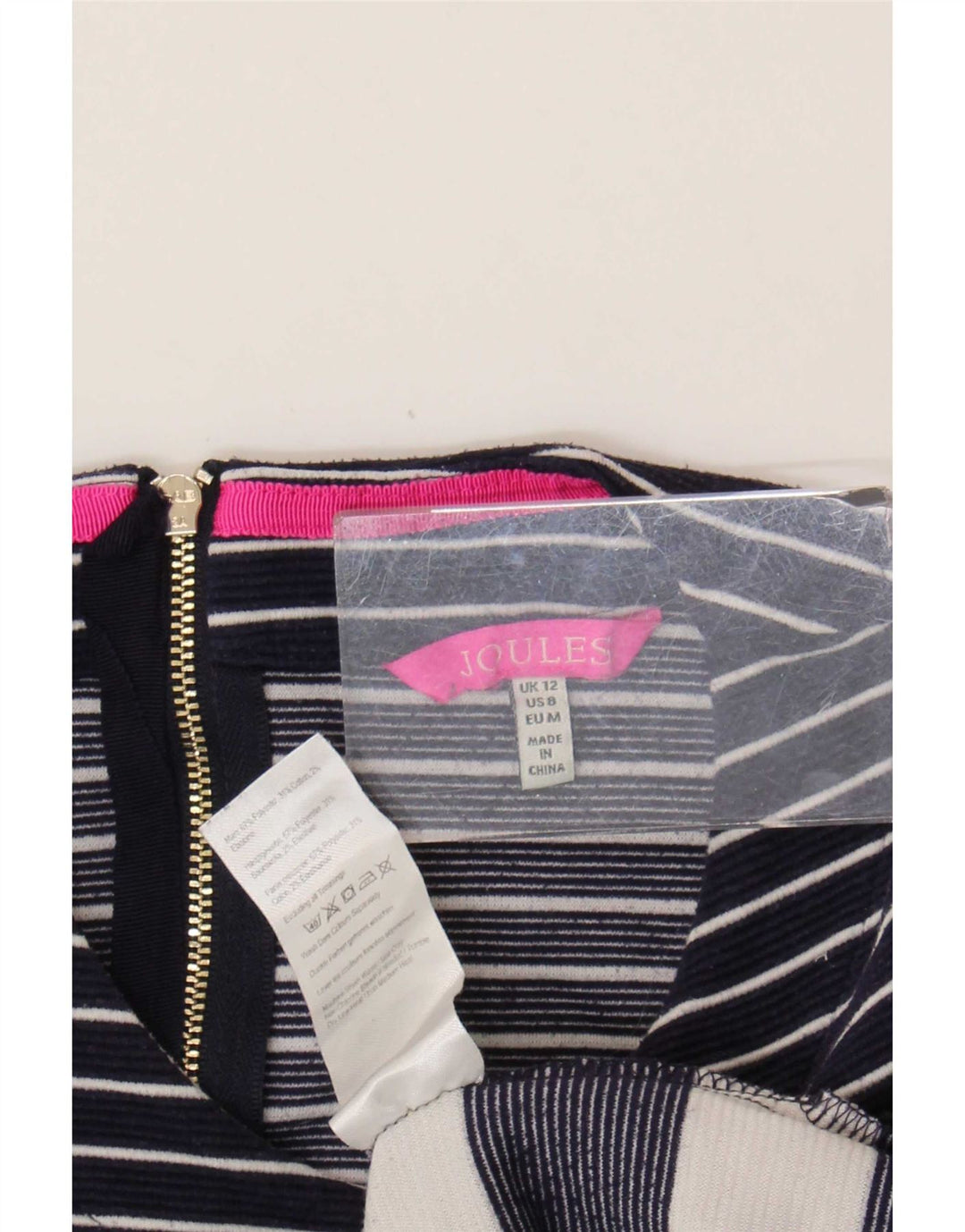 Joules Dame Basic Dress UK 12 Medium Navy Blue Stribet Nautical