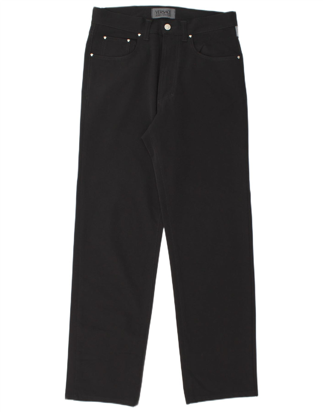 Versace Straight Casual Bukser til mænd W33 L31 Sort polyamid