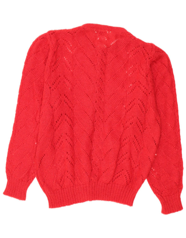 Vintage Dame Se Through Oversized Cardigan Sweater UK 14 Medium Red