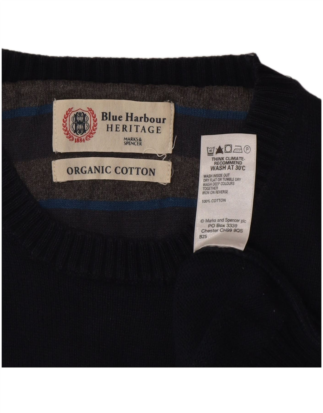 Marks & Spencer Herre sweater med rund hals, medium marineblå bomuld
