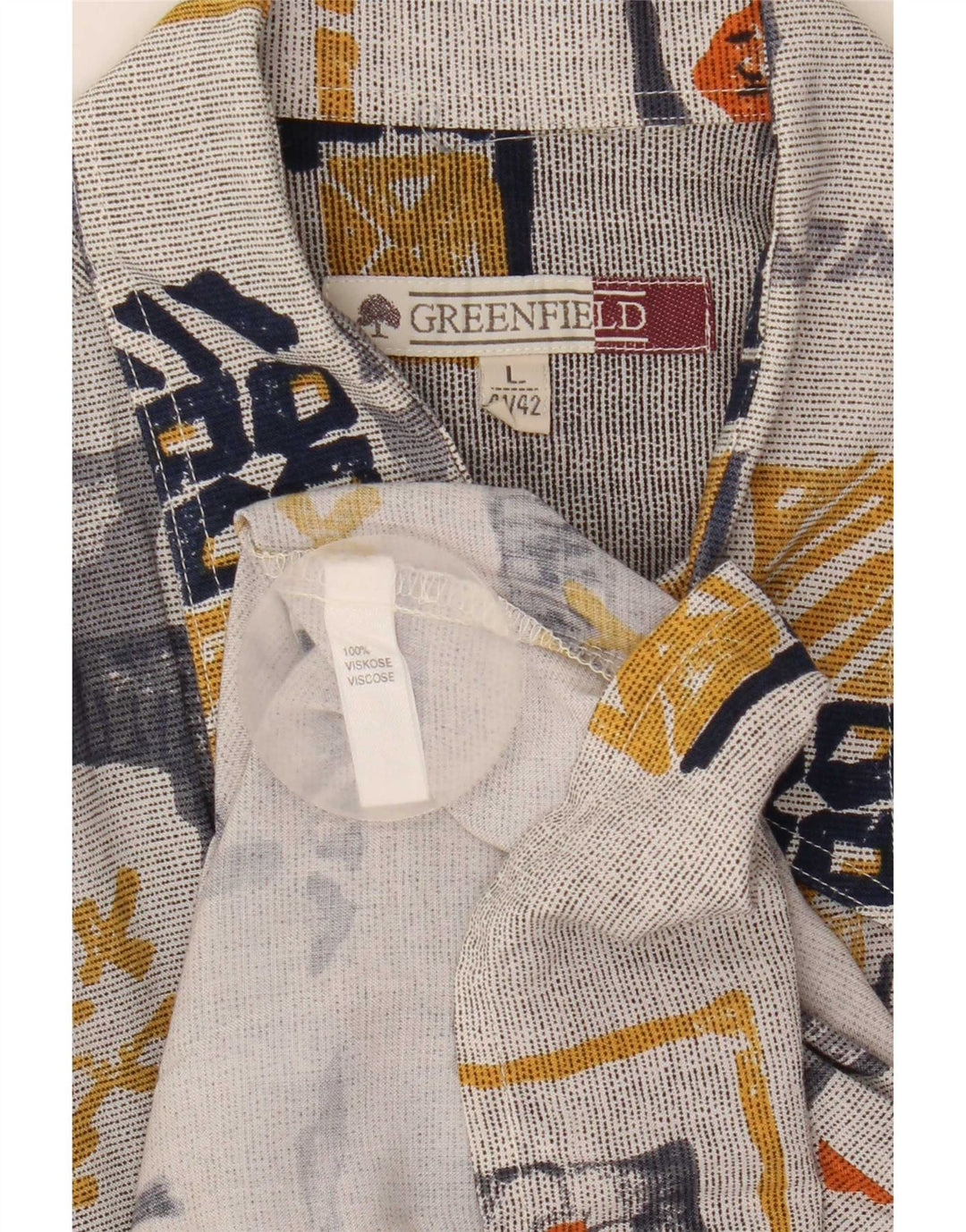 Greenfield Kortærmet Herreskjorte Størrelse 41/42 Stor Flerfarvet Patchwork