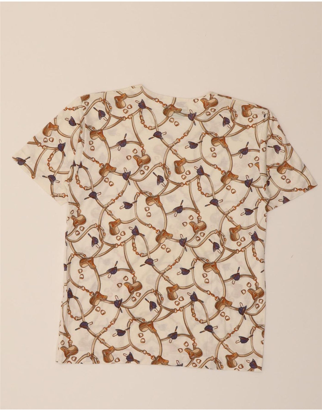 GLENFIELD Womens Riding Oversized Graphic T-Shirt Top UK 10 Small White Vintage Glenfield and Second-Hand Glenfield from Messina Hembry 