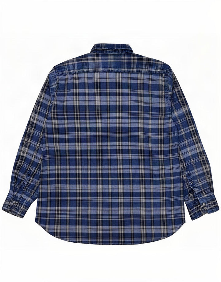 Tommy Hilfiger Herre høj skjorte 4XL marineblå ternet bomuld