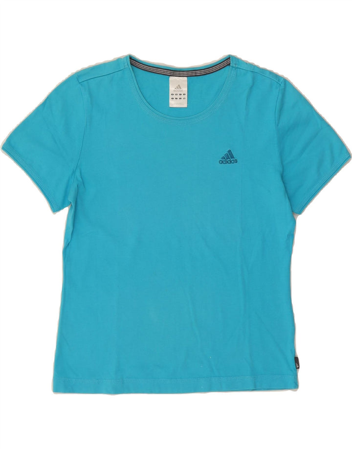 ADIDAS Womens T-Shirt Top UK 12 Medium Blue Cotton Vintage Adidas and Second-Hand Adidas from Messina Hembry 