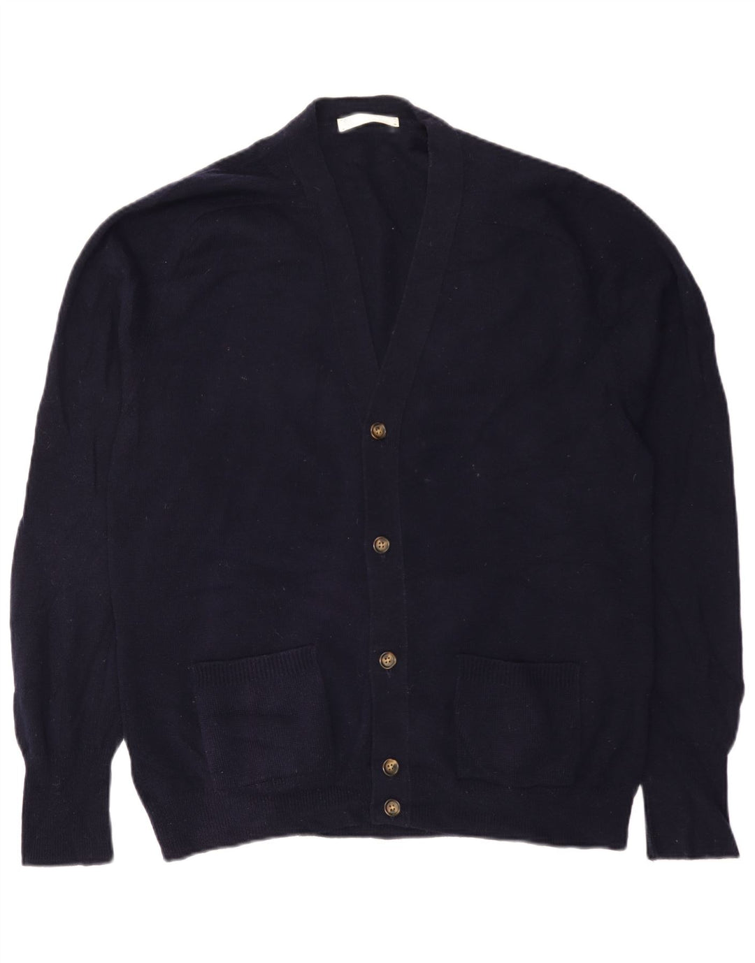 Marks & Spencer Herre Cardigan Sweater IT 52/54 Stor marineblå lammeuld