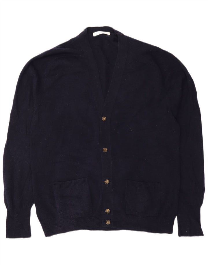 Marks & Spencer Herre Cardigan Sweater IT 52/54 Stor marineblå lammeuld