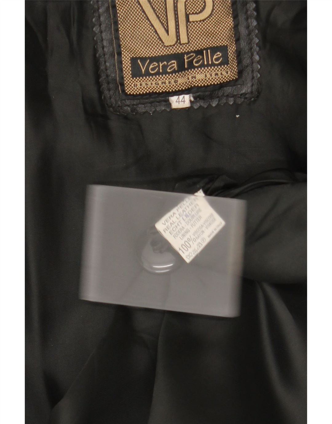 Vintage læderfrakke med hætte til kvinder IT 44 Medium sort læder