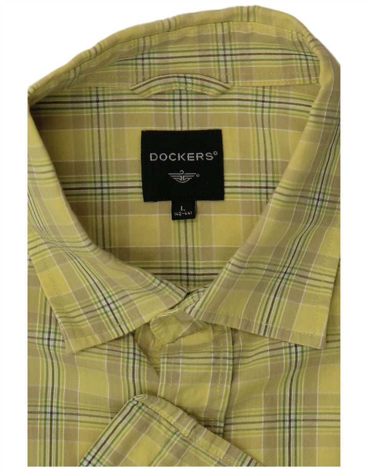 DOCKERS Kortærmet herreskjorte str. 42/44 Large Yellow Check