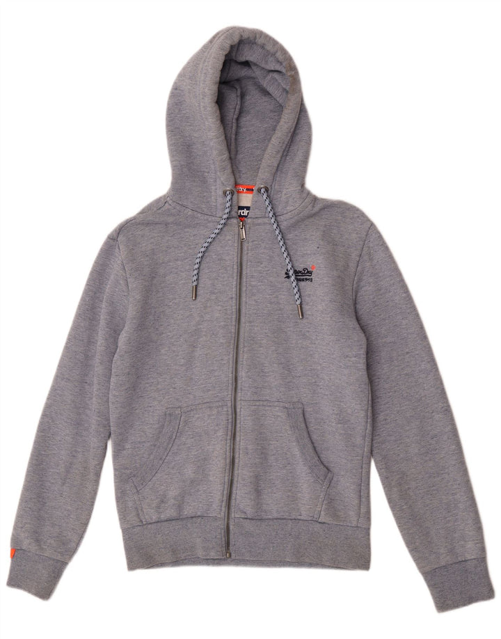 Superdry Hættetrøje med lynlås til mænd, lille grå bomuld