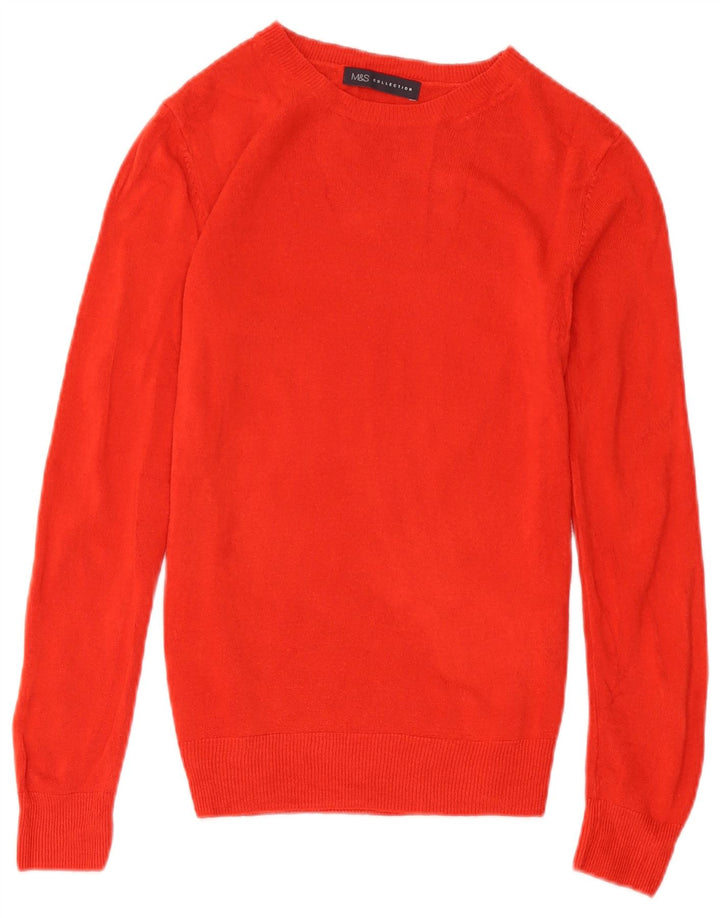 Marks & Spencer Dame Boat Neck Jumper Sweater UK 8 Small Red Acryl