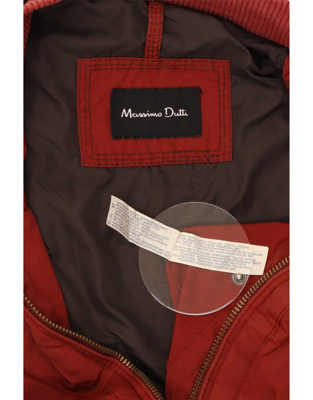 Massimo Dutti Herre Bomber Jacket UK 40 Stor Rød Nylon