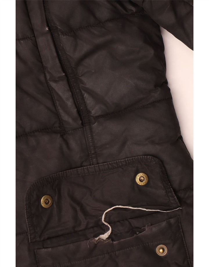 Barbour Dame Hætte Polstret Frakke UK 12 Medium Sort