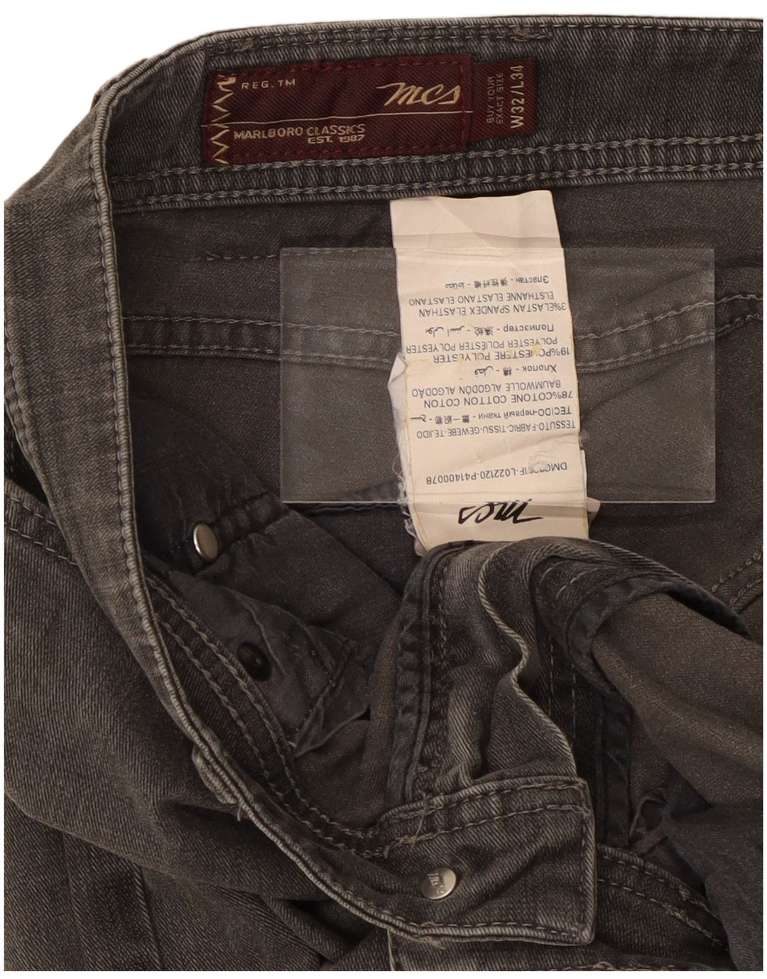 Marlboro Classics Herre Regular Slim Jeans W32 L31 Grå Bomuld