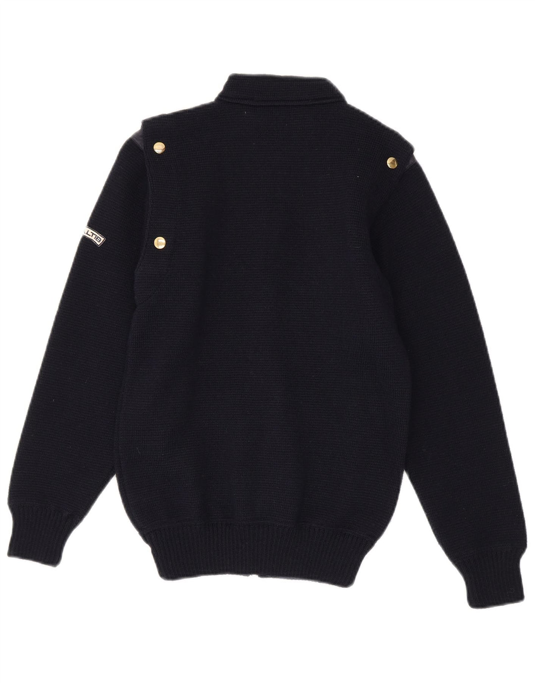 Vintage Dame Cardigan Sweater UK 12 Medium Navy Blue New Wool