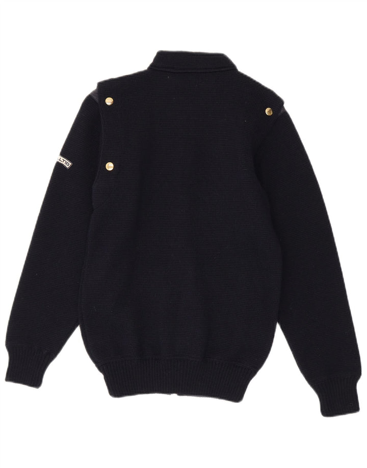 Vintage Dame Cardigan Sweater UK 12 Medium Navy Blue New Wool