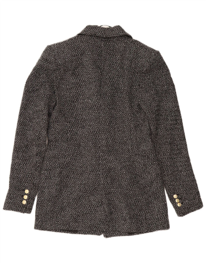 ZARA dobbeltradet blazerjakke til kvinder UK 6 XS Grå polyester