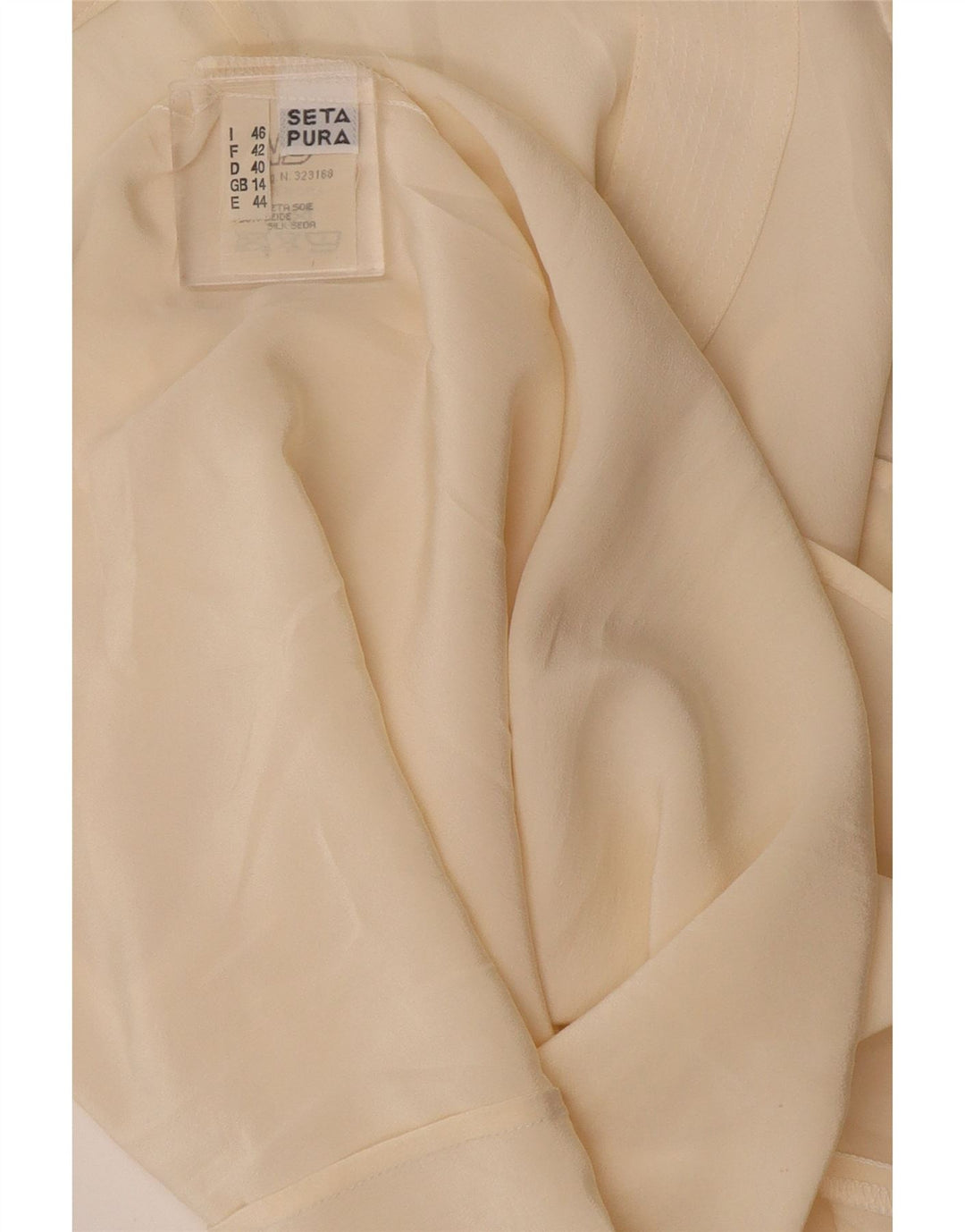 Vintage Womens Crop Ærmeløs bluse Top UK 14 Large Off White Silke