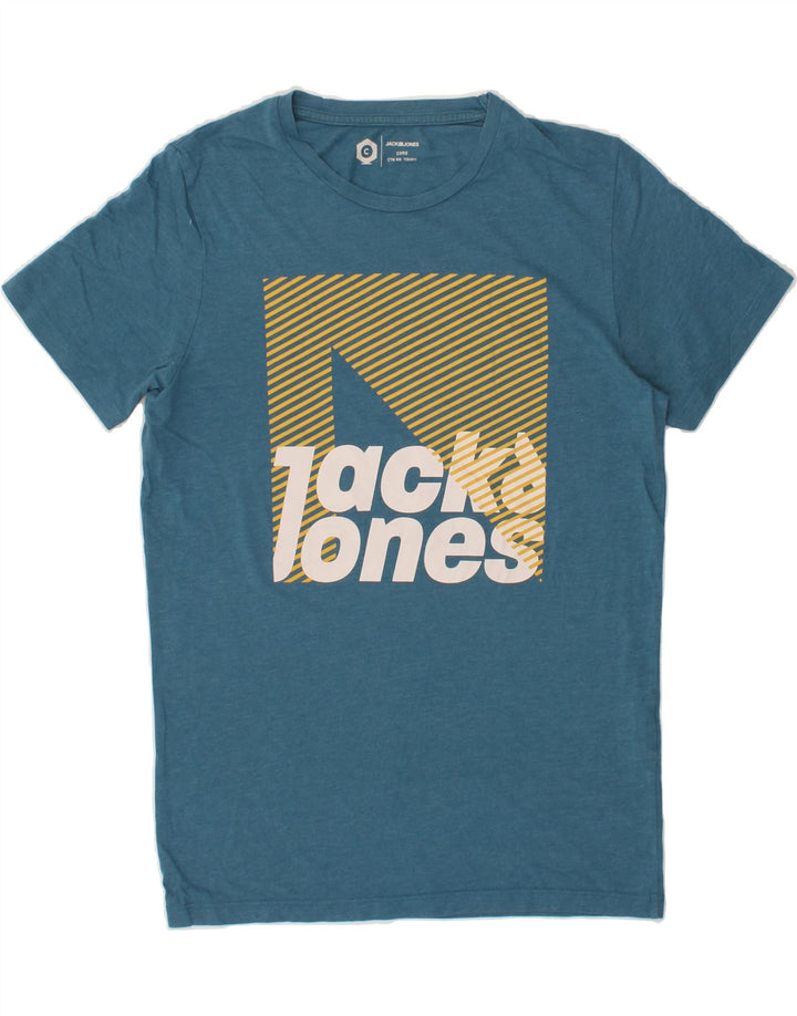 JACK & JONES Mens Graphic T-Shirt Top Small Blue Vintage Jack & Jones and Second-Hand Jack & Jones from Messina Hembry 