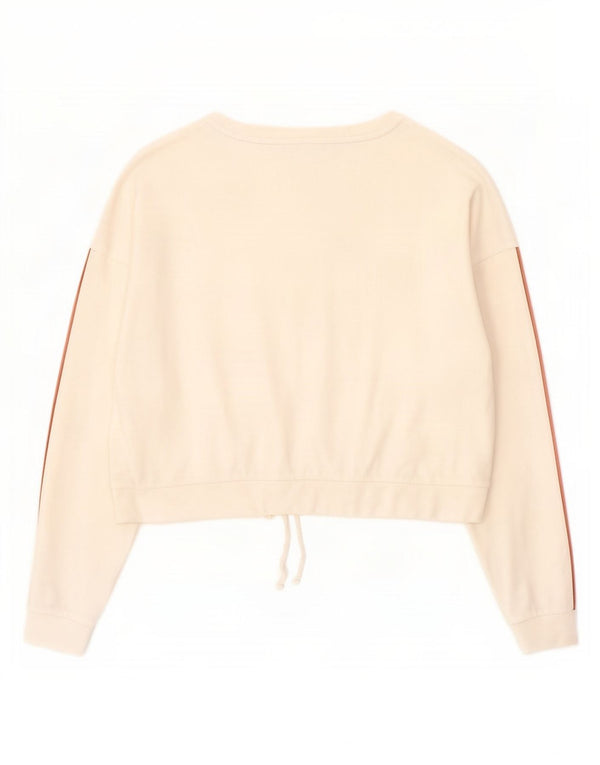 Jack Wills Womens Crop Sweatshirt Jumper UK 14 Stor hvid bomuld