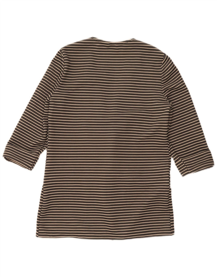 M&Co Womens Petite 3/4-ærmet åben blazerjakke UK 10 Lille sort stribet