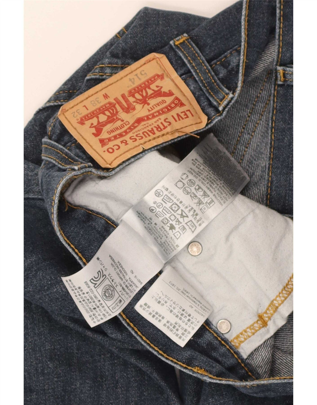 Levi's Herre 514 Straight Jeans W38 L32 Blå Bomuld