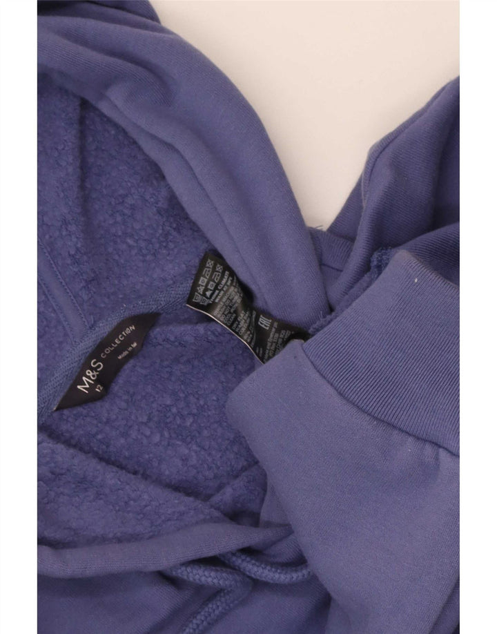 Marks & Spencer Dame Hættetrøje UK 12 Medium Blue Cotton