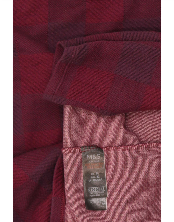 Marks & Spencer Dametop Langærmet UK 14 Stor lilla ternet polyester