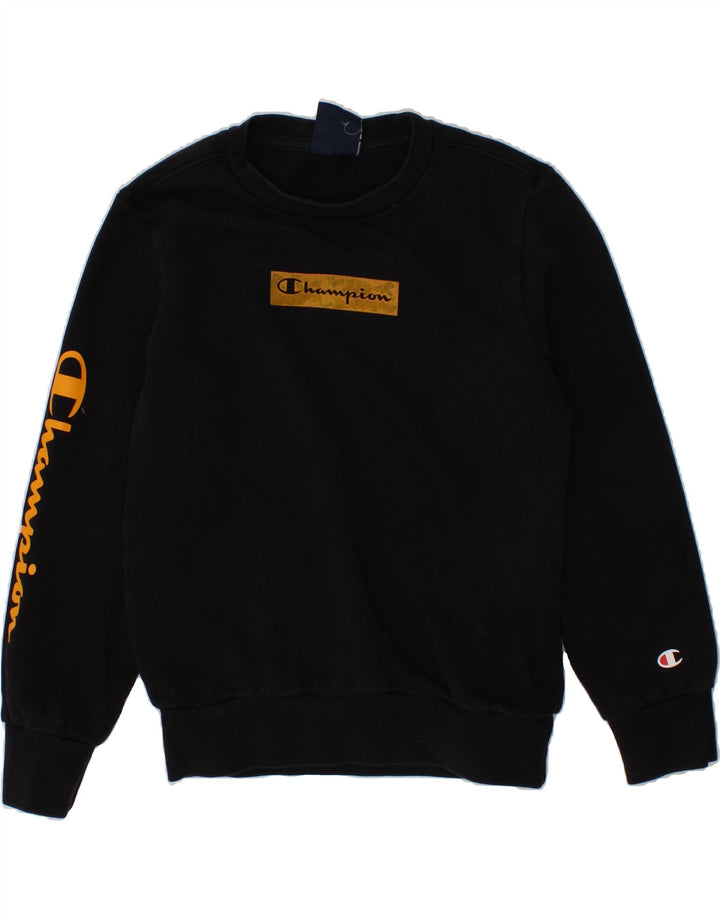 CHAMPION Boys Graphic Sweatshirt Jumper 7-8 Years Small Black Cotton Vintage Champion and Second-Hand Champion from Messina Hembry 