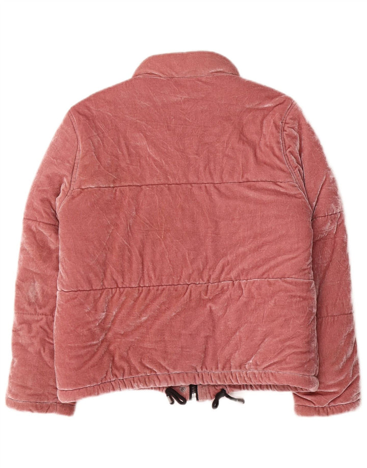 Topshop Dame Velour Polstret Jakke UK 12 Medium Pink Polyester